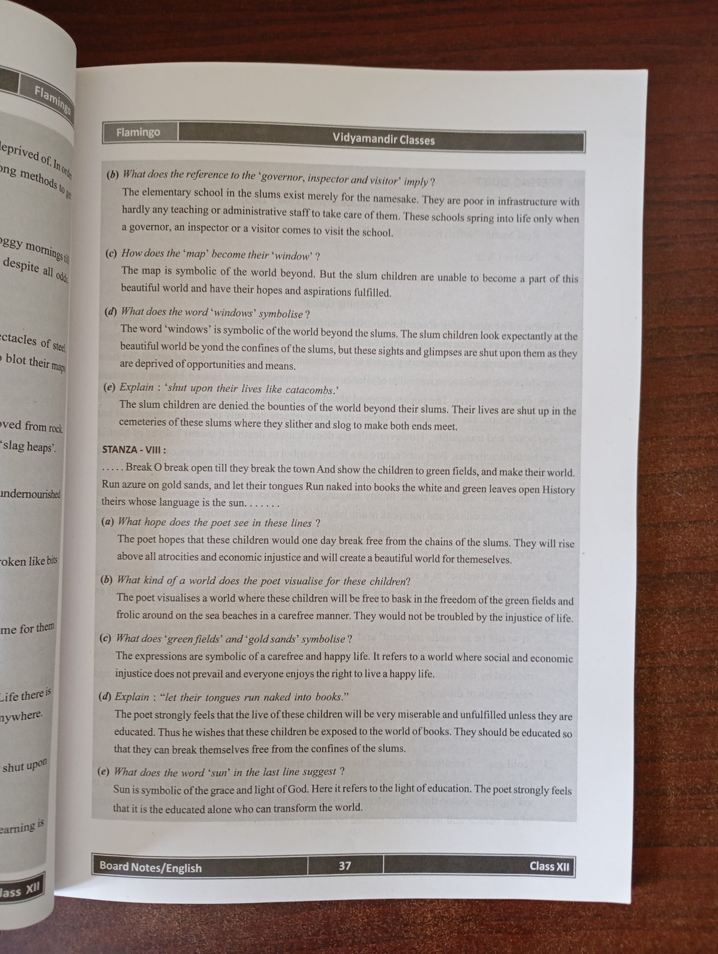 VMC ENGLISH CLASS 12 BOARD NOTES